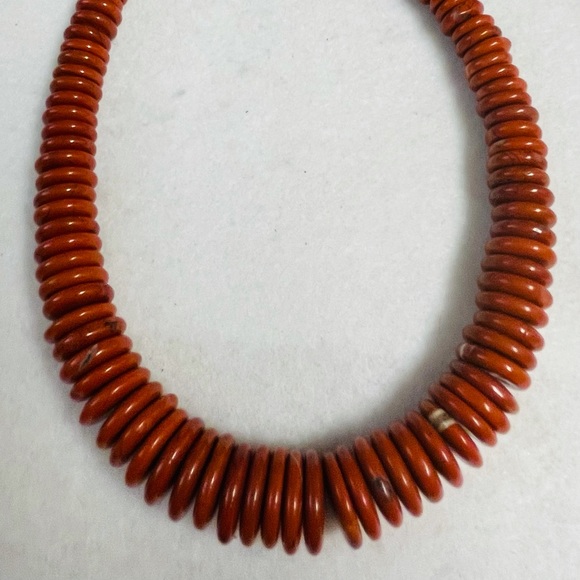 Vintage Sterling Silver Red Jasper Necklace - Picture 2 of 7